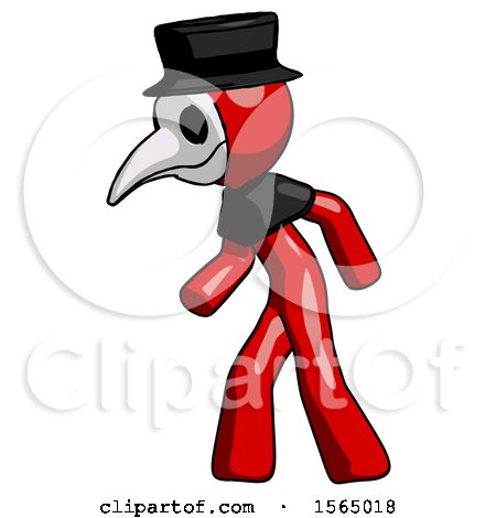 Red Plague Doctor Man Suspense Action Pose Facing Left by Leo Blanchette