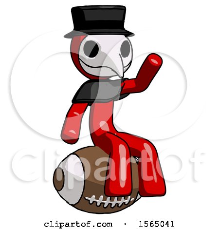 Red Plague Doctor Man Sitting on Giant Football by Leo Blanchette