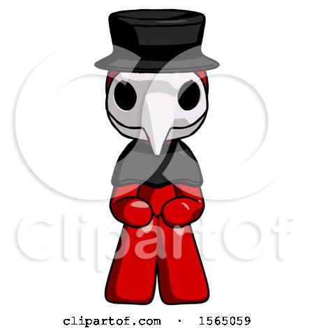 Red Plague Doctor Man Squatting Facing Front by Leo Blanchette