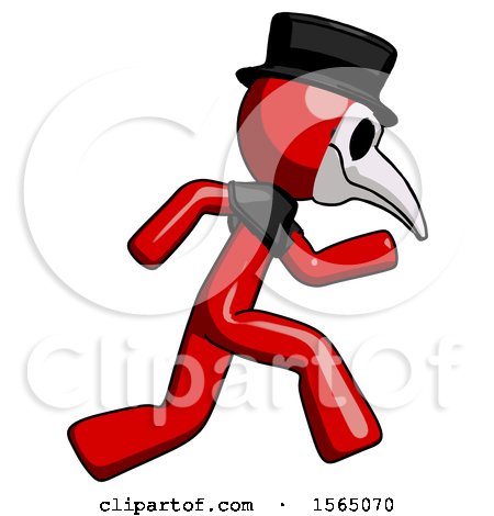 Red Plague Doctor Man Running Fast Right by Leo Blanchette