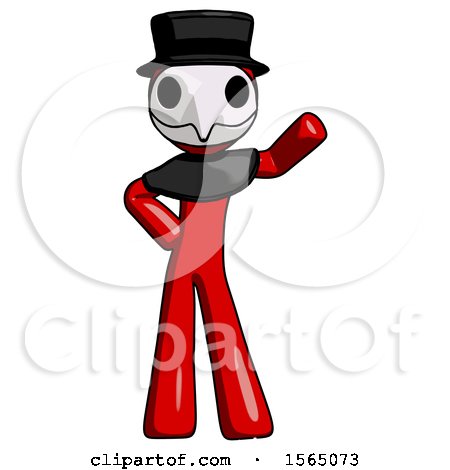Red Plague Doctor Man Waving Left Arm with Hand on Hip by Leo Blanchette