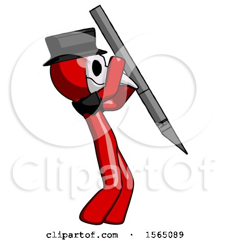 Red Plague Doctor Man Stabbing or Cutting with Scalpel by Leo Blanchette