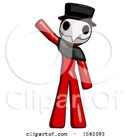 Red Plague Doctor Man Waving Emphatically with Right Arm by Leo Blanchette