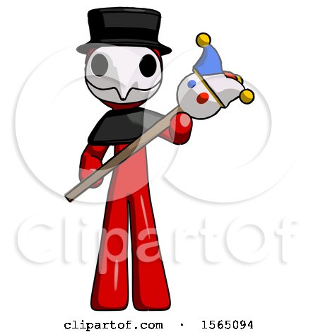 Red Plague Doctor Man Holding Jester Diagonally by Leo Blanchette