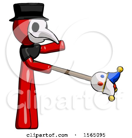 Red Plague Doctor Man Holding Jesterstaff - I Dub Thee Foolish Concept by Leo Blanchette
