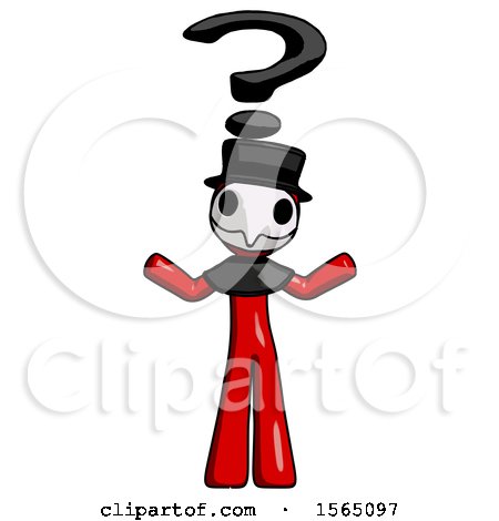 Red Plague Doctor Man with Question Mark Above Head, Confused by Leo Blanchette