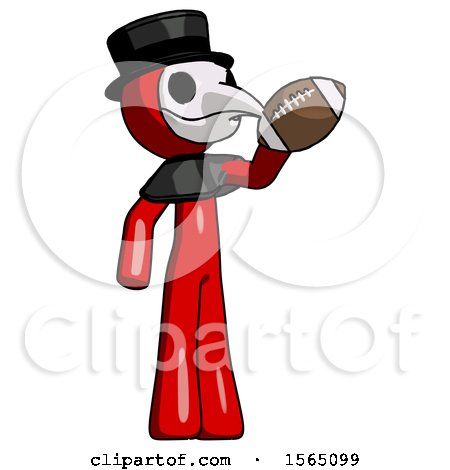 Red Plague Doctor Man Holding Football up by Leo Blanchette