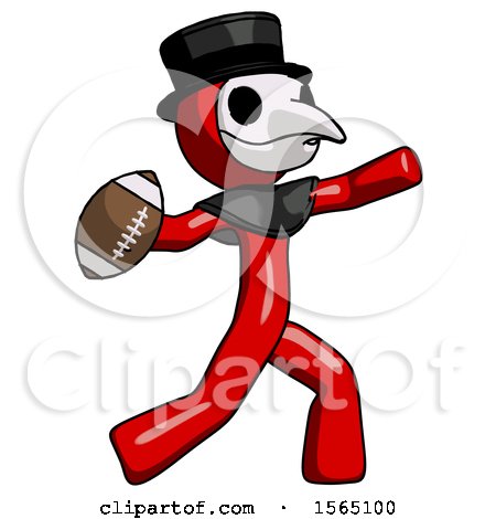 Red Plague Doctor Man Throwing Football by Leo Blanchette