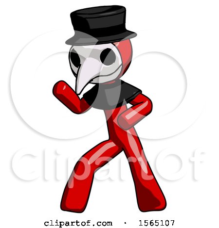 Red Plague Doctor Man Martial Arts Defense Pose Left by Leo Blanchette