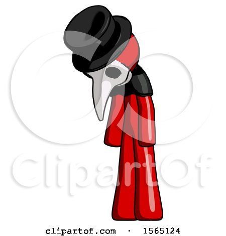 Red Plague Doctor Man Depressed with Head down Turned Left by Leo Blanchette
