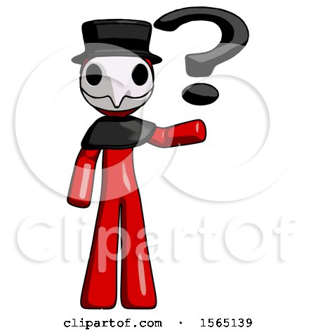 Red Plague Doctor Man Holding Question Mark to Right by Leo Blanchette