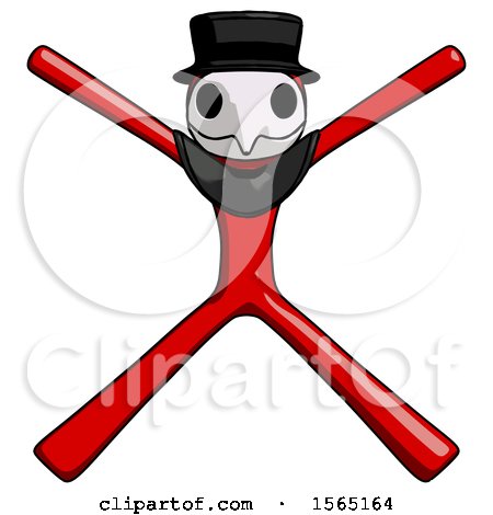 Red Plague Doctor Man with Arms and Legs Stretched out by Leo Blanchette