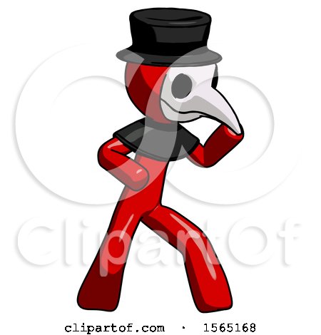 Red Plague Doctor Man Martial Arts Defense Pose Right by Leo Blanchette