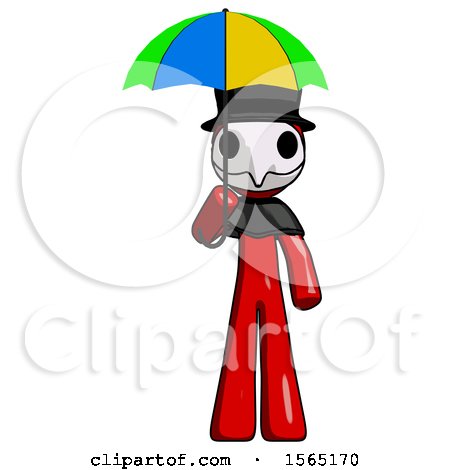 Red Plague Doctor Man Holding Umbrella Rainbow Colored by Leo Blanchette
