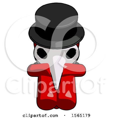 Red Plague Doctor Man Sitting with Head down Facing Forward by Leo Blanchette