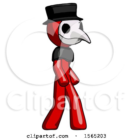 Red Plague Doctor Man Walking Turned Right Front View by Leo Blanchette