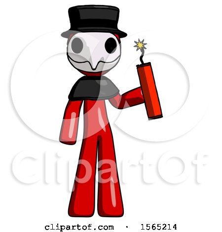 Red Plague Doctor Man Holding Dynamite with Fuse Lit by Leo Blanchette