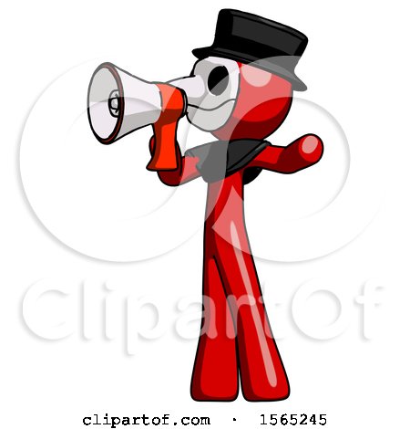 Red Plague Doctor Man Shouting into Megaphone Bullhorn Facing Left by Leo Blanchette