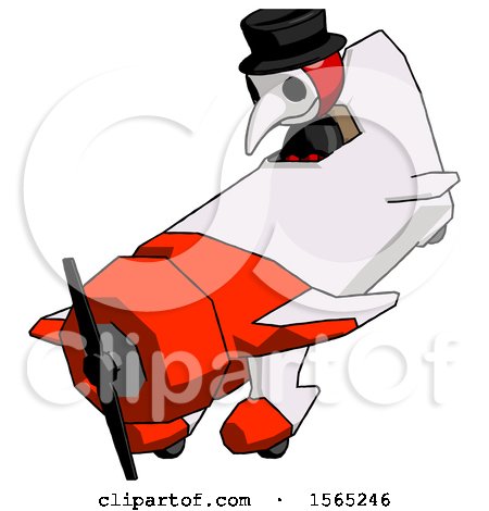 Red Plague Doctor Man in Geebee Stunt Plane Descending View by Leo Blanchette