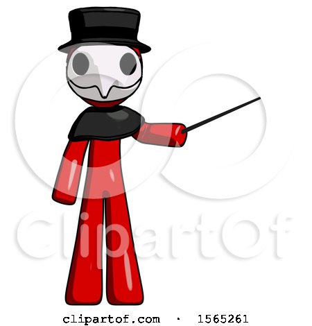 Red Plague Doctor Man Teacher or Conductor with Stick or Baton Directing by Leo Blanchette