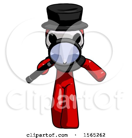 Red Plague Doctor Man Looking down Through Magnifying Glass by Leo Blanchette
