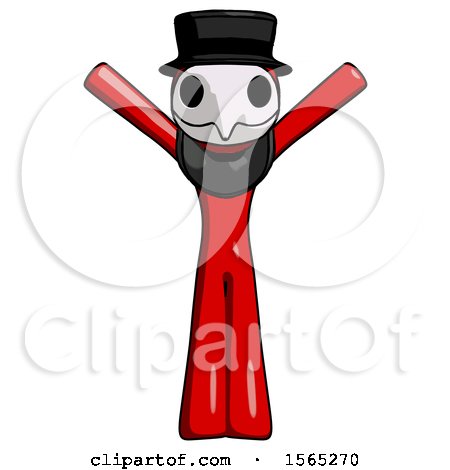 Red Plague Doctor Man with Arms out Joyfully by Leo Blanchette