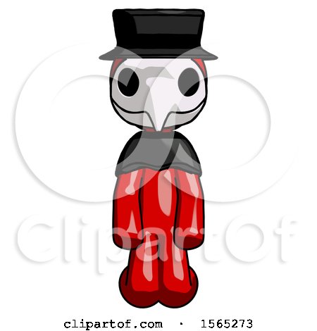 Red Plague Doctor Man Kneeling Front Pose by Leo Blanchette