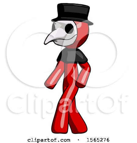 Red Plague Doctor Man Man Walking Turned Left Front View by Leo Blanchette