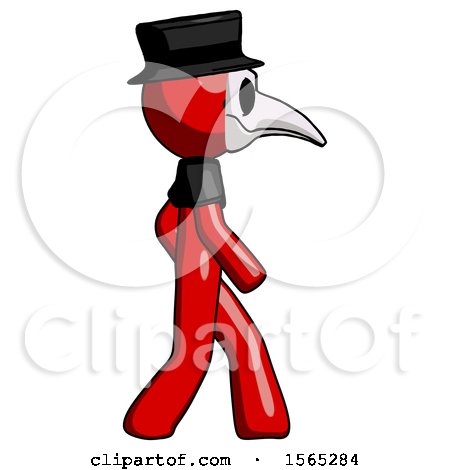 Red Plague Doctor Man Walking Right Side View by Leo Blanchette