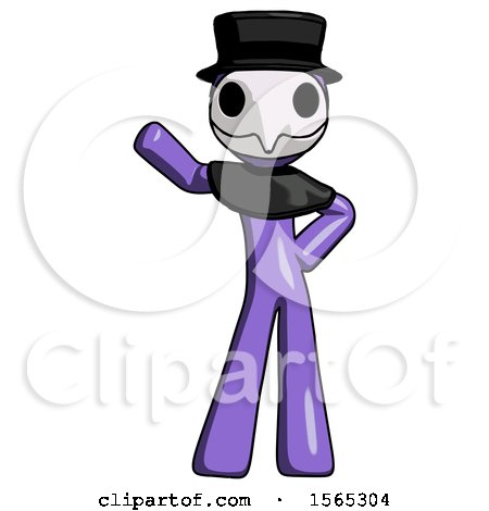 Purple Plague Doctor Man Waving Right Arm with Hand on Hip by Leo Blanchette