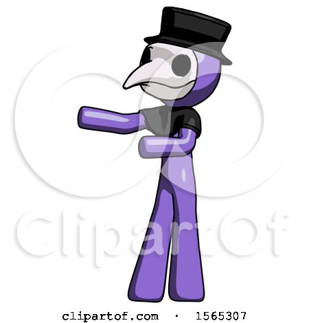 Purple Plague Doctor Man Presenting Something to His Right by Leo Blanchette