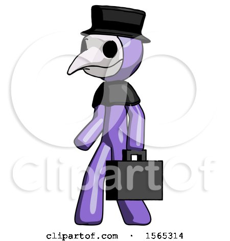 Purple Plague Doctor Man Walking with Briefcase to the Left by Leo Blanchette