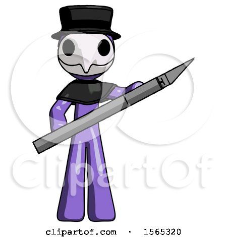 Purple Plague Doctor Man Holding Large Scalpel by Leo Blanchette