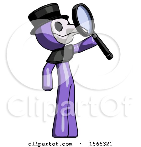 Purple Plague Doctor Man Inspecting with Large Magnifying Glass Facing up by Leo Blanchette