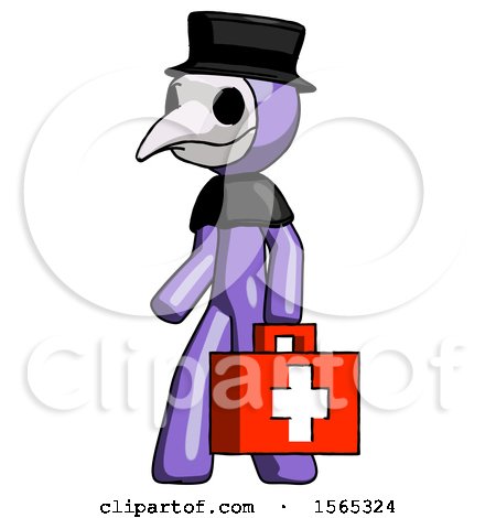 Purple Plague Doctor Man Walking with Medical Aid Briefcase to Left by Leo Blanchette