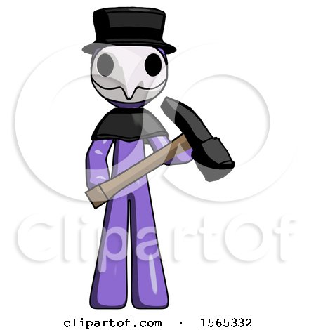 Purple Plague Doctor Man Holding Hammer Ready to Work by Leo Blanchette