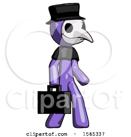 Purple Plague Doctor Man Walking with Briefcase to the Right by Leo Blanchette