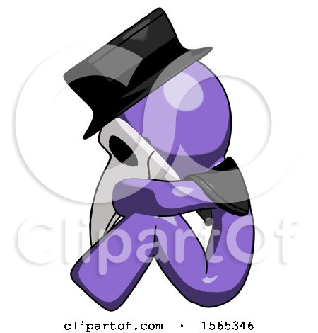 Purple Plague Doctor Man Sitting with Head down Facing Sideways Left by Leo Blanchette
