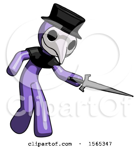 Purple Plague Doctor Man Sword Pose Stabbing or Jabbing by Leo Blanchette