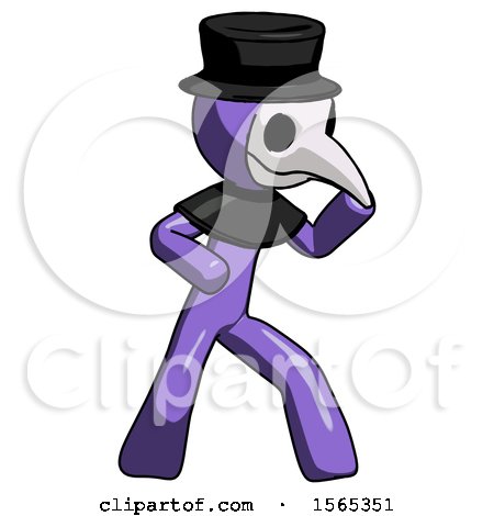 Purple Plague Doctor Man Martial Arts Defense Pose Right by Leo Blanchette
