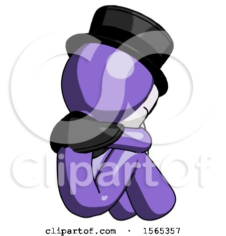 Purple Plague Doctor Man Sitting with Head down Back View Facing Right by Leo Blanchette