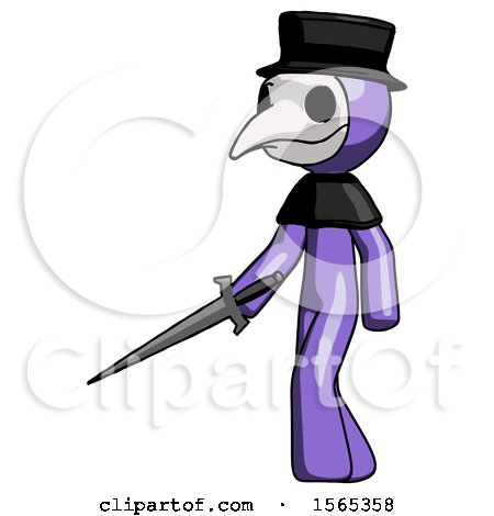 Purple Plague Doctor Man with Sword Walking Confidently by Leo Blanchette