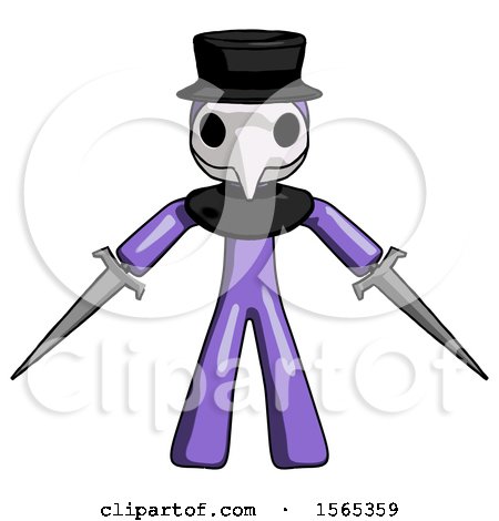 Purple Plague Doctor Man Two Sword Defense Pose by Leo Blanchette