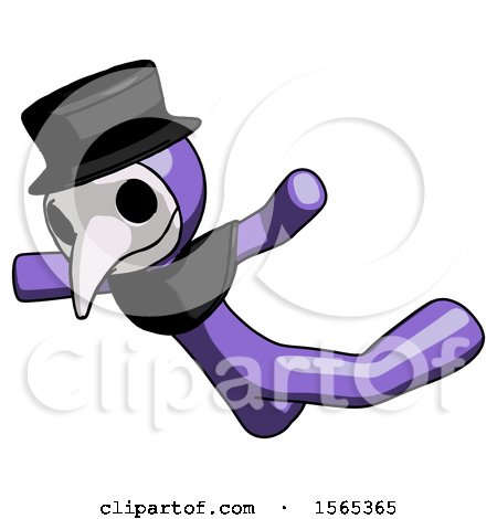 Purple Plague Doctor Man Skydiving or Falling to Death by Leo Blanchette