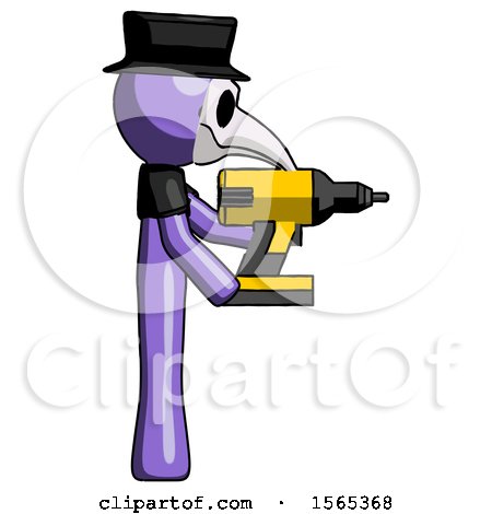 Purple Plague Doctor Man Using Drill Drilling Something on Right Side by Leo Blanchette