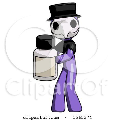 Purple Plague Doctor Man Holding White Medicine Bottle by Leo Blanchette