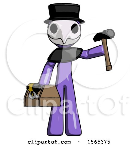 Purple Plague Doctor Man Holding Tools and Toolchest Ready to Work by Leo Blanchette
