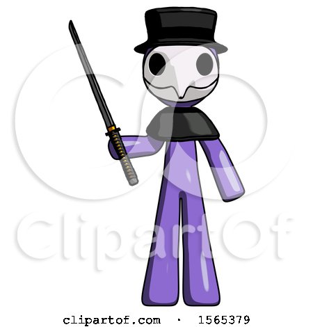 Purple Plague Doctor Man Standing up with Ninja Sword Katana by Leo Blanchette
