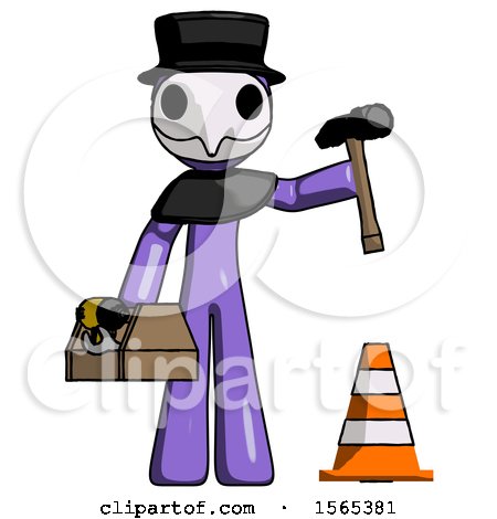 Purple Plague Doctor Man Under Construction Concept, Traffic Cone and Tools by Leo Blanchette