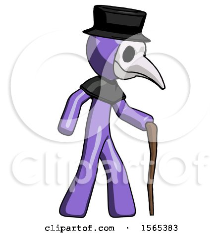 Purple Plague Doctor Man Walking with Hiking Stick by Leo Blanchette